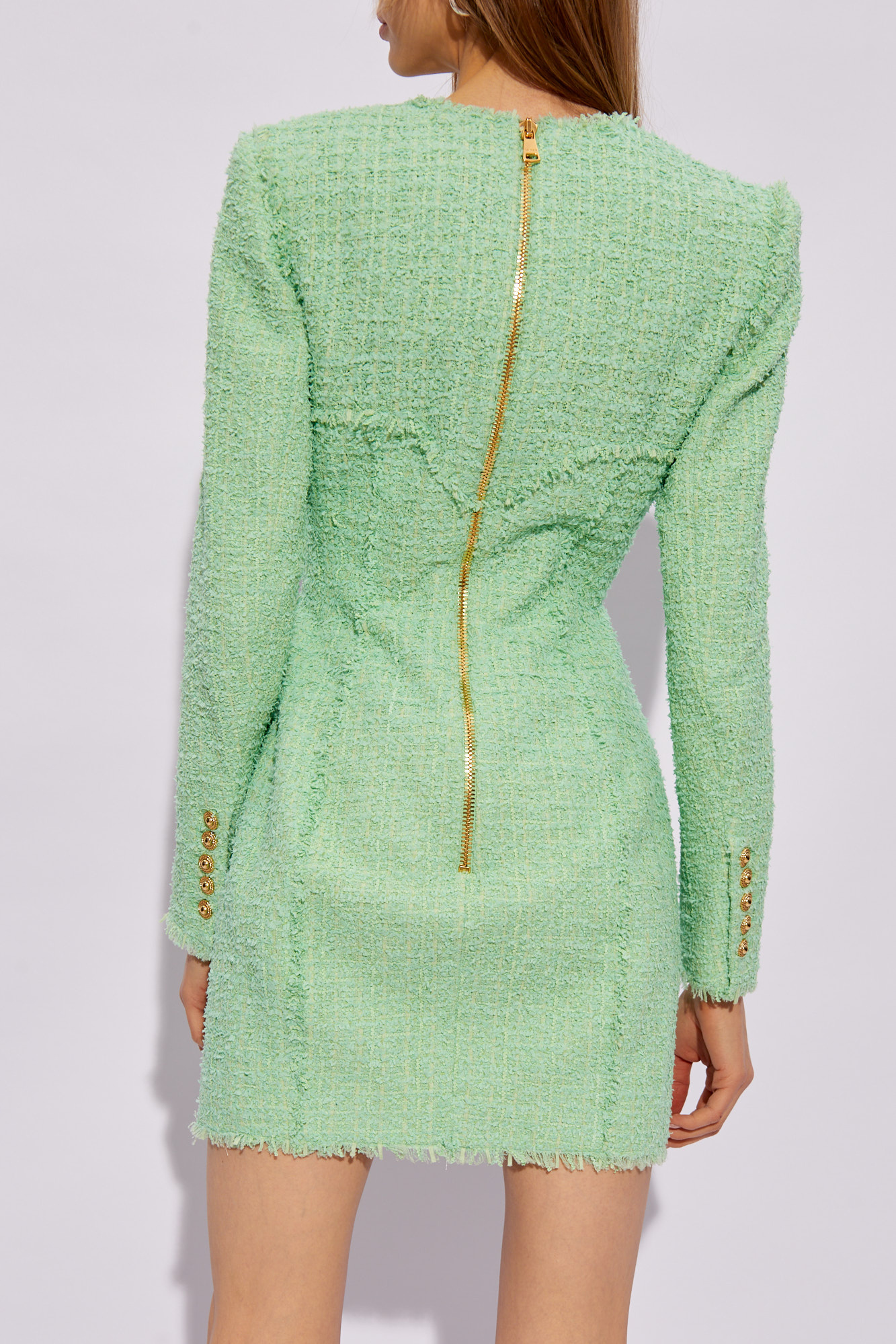 【関税&送料込】Balmain Single-Breasted Tweed Blazer Dress Balmain Women's Single-breasted Tweed Blazer Dress | ShopSimon